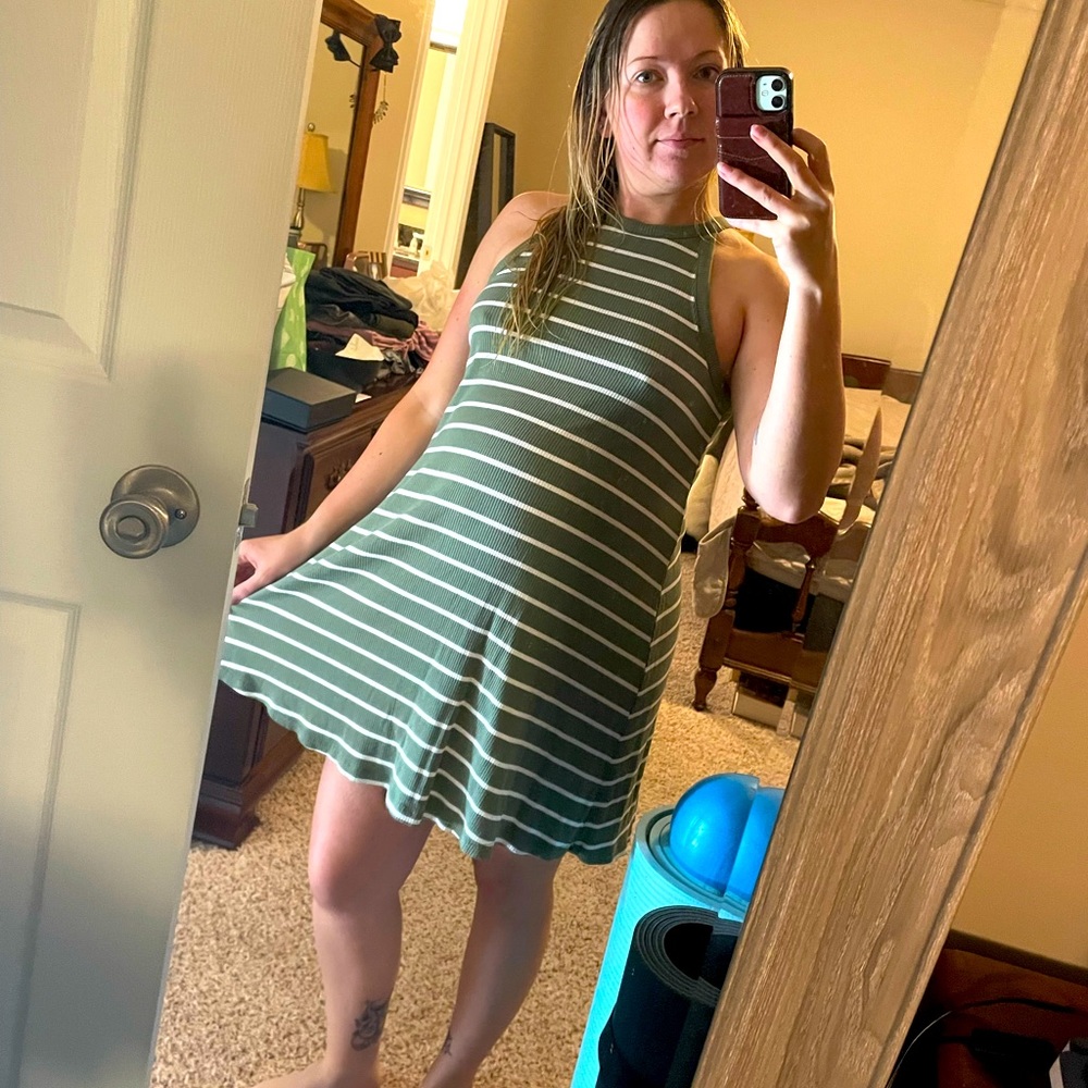 Old Navy green and white striped dress